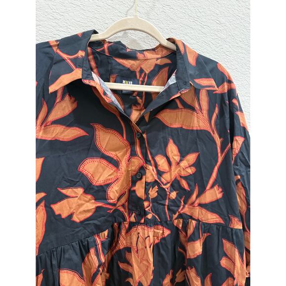 Anthropologie Size Large The Bettina Shirt Dress by Maeve Autumn Navy Floral - Picture 6 of 6